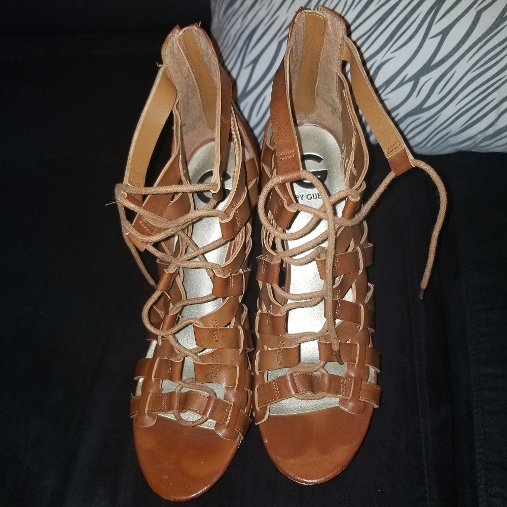 Guess Open Toe  Corked Sole Wedges